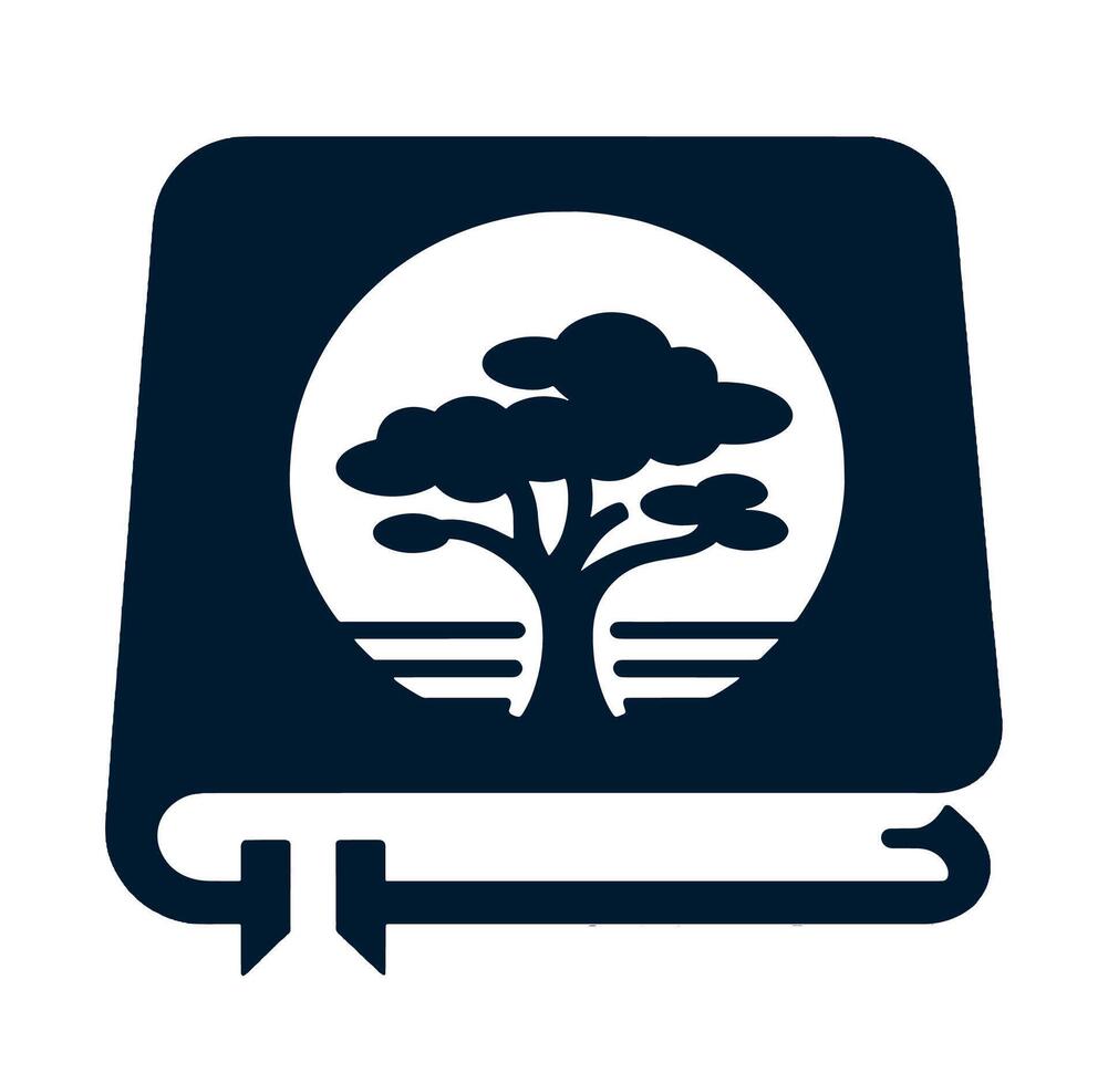 A book with a tree on it and a river vector