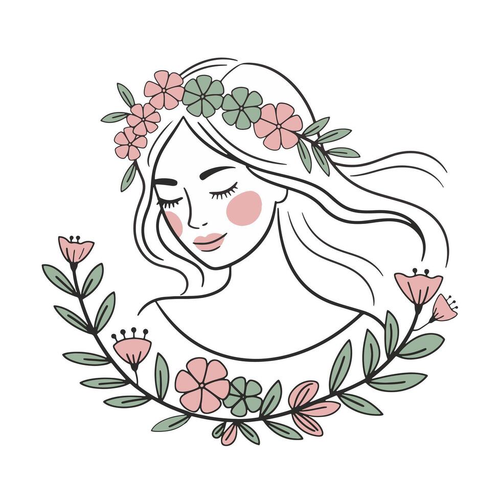 Floral Mother Portrait vector