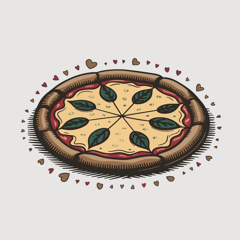 Vintage Pizza Illustration vector