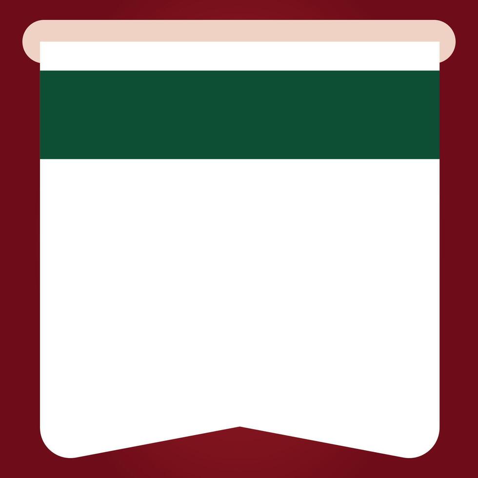 White Cream Label Ticket with Green Rectangle on Red Background vector