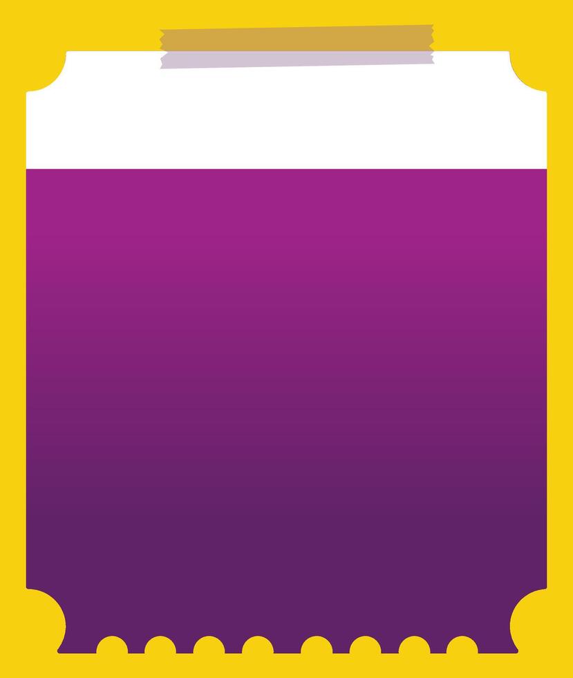 Vertical Ticket Voucher with Purple White Color with Transparant Tape on Yellow Background vector