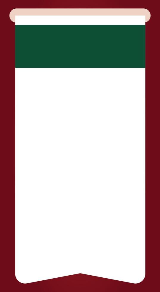 Vertical White Cream Label Ticket with Green Rectangle on Red Background vector