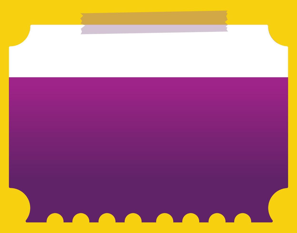 Horizontal Ticket Voucher with Purple White Color with Transparant Tape on Yellow Background vector