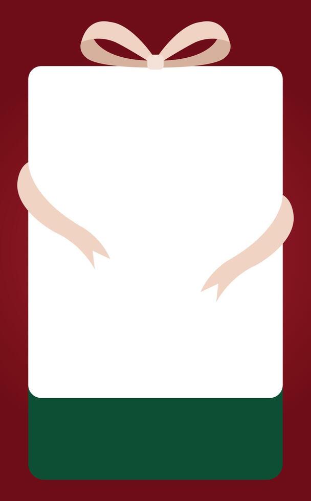 Vertical White Green Sale Label with Cream Ribbon on Red Gradient Background vector