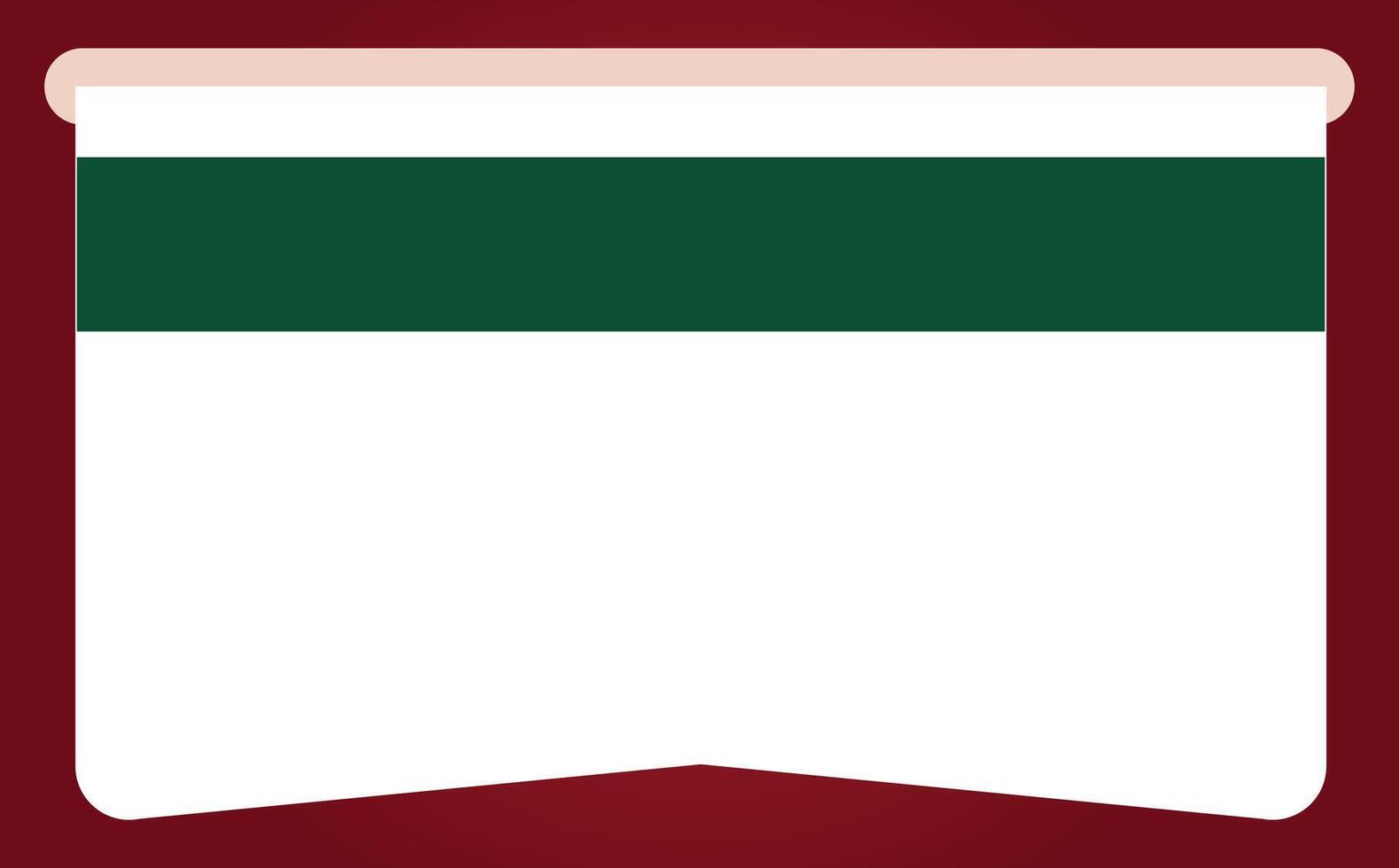 Horizontal White Cream Label Ticket with Green Rectangle on Red Background vector