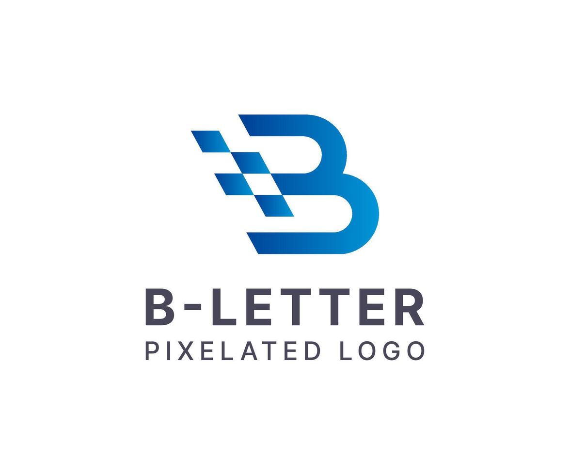 B letter pixelated digital technology logo design. vector