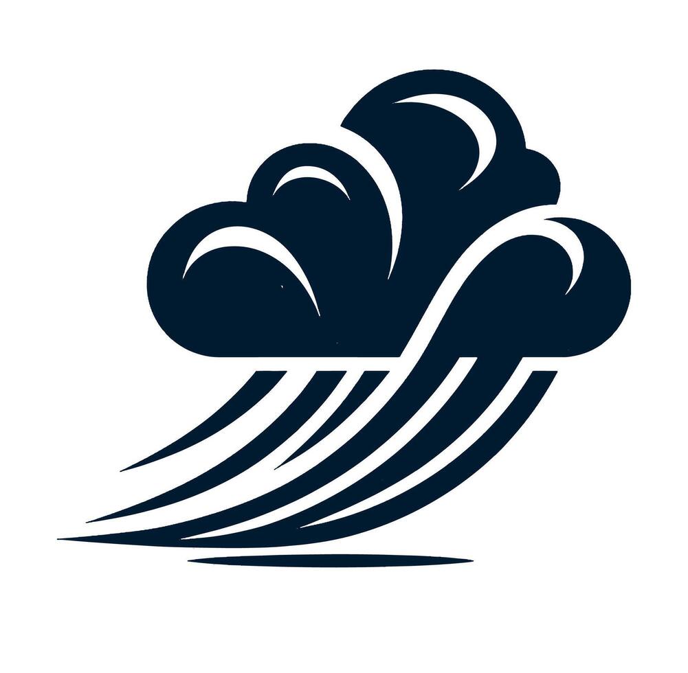 A black and white logo of a cloud with a wave vector