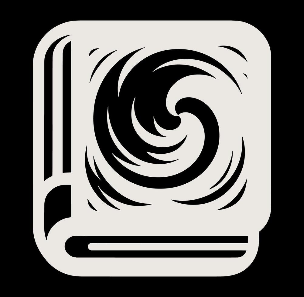 A black and white image of a book with a spiral vector