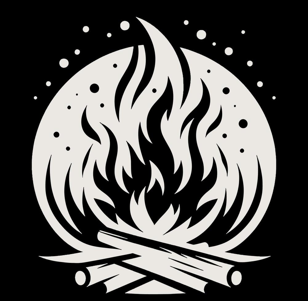 A black and white logo of a campfire vector