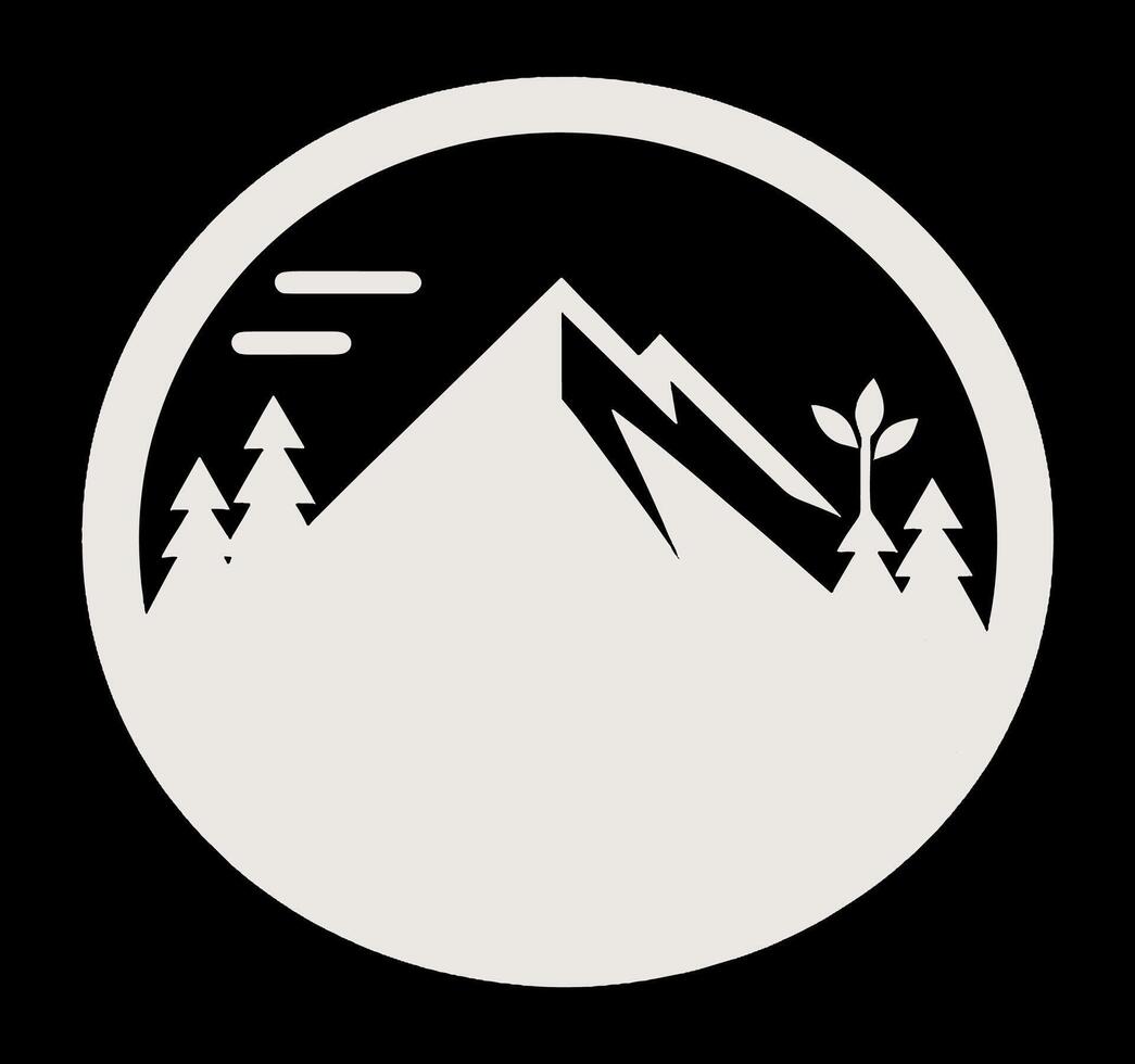 A mountain and trees in a circle vector