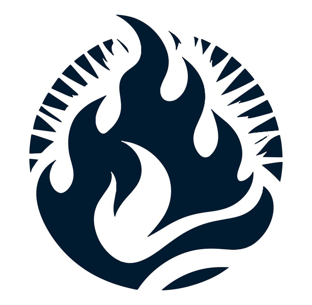 A fire logo with a circle and a flame vector