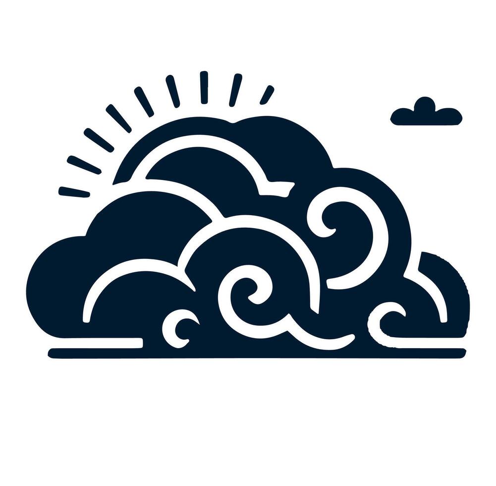 Clouds and sun icon, illustration vector
