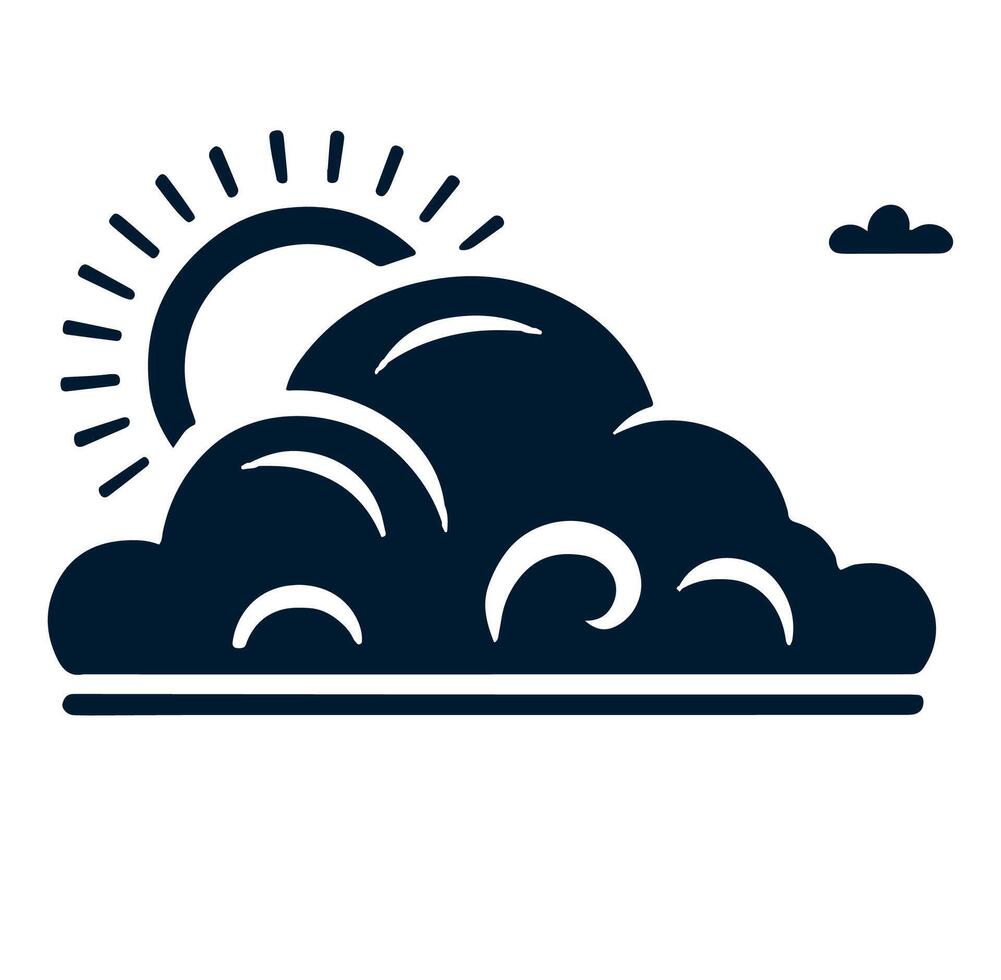 Clouds and sun icon illustration vector