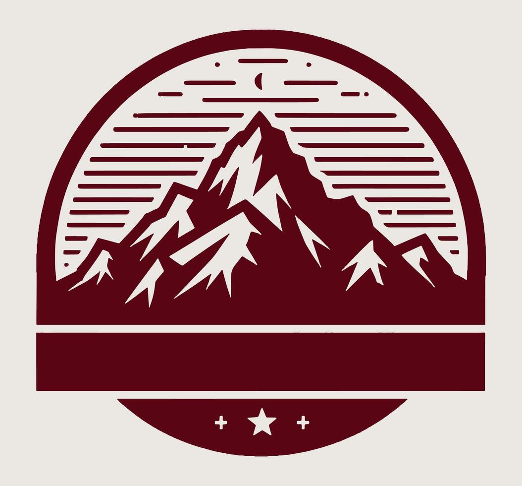 Mountain label with stars and mountains vector