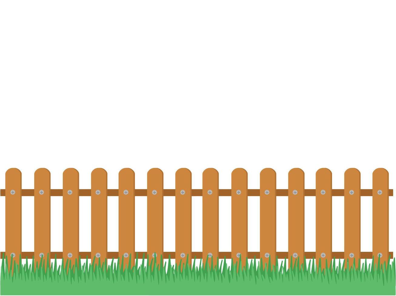 Wooden Fence Grass Background vector