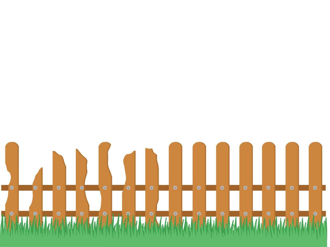 Wooden Fence with Grass vector