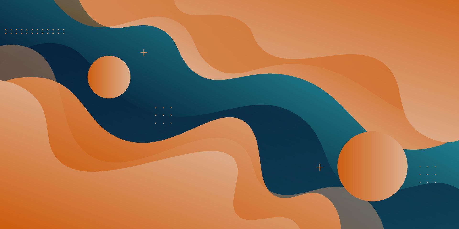 Abstract colorful orange and blue 3D wave pattern background. Trendy background design illustration. Eps10 vector