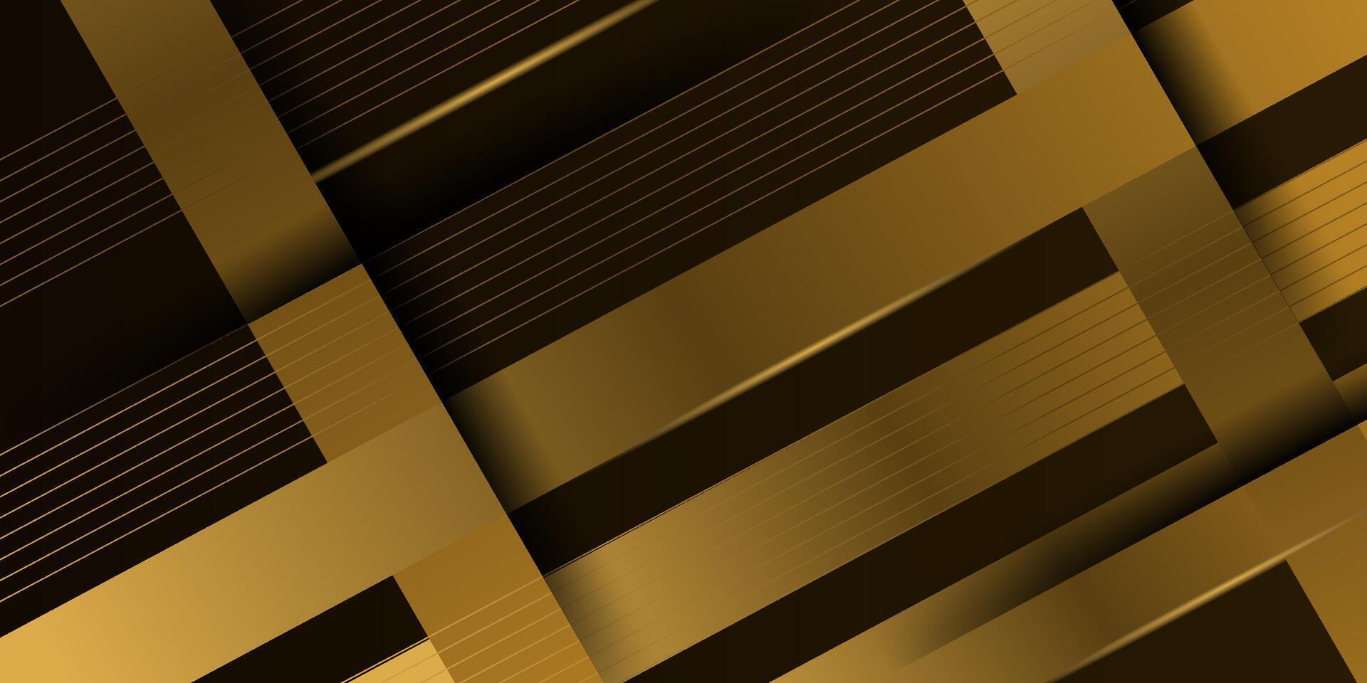 Abstract 3D overlapping dark background. Simple design with gold line pattern. Eps10 vector
