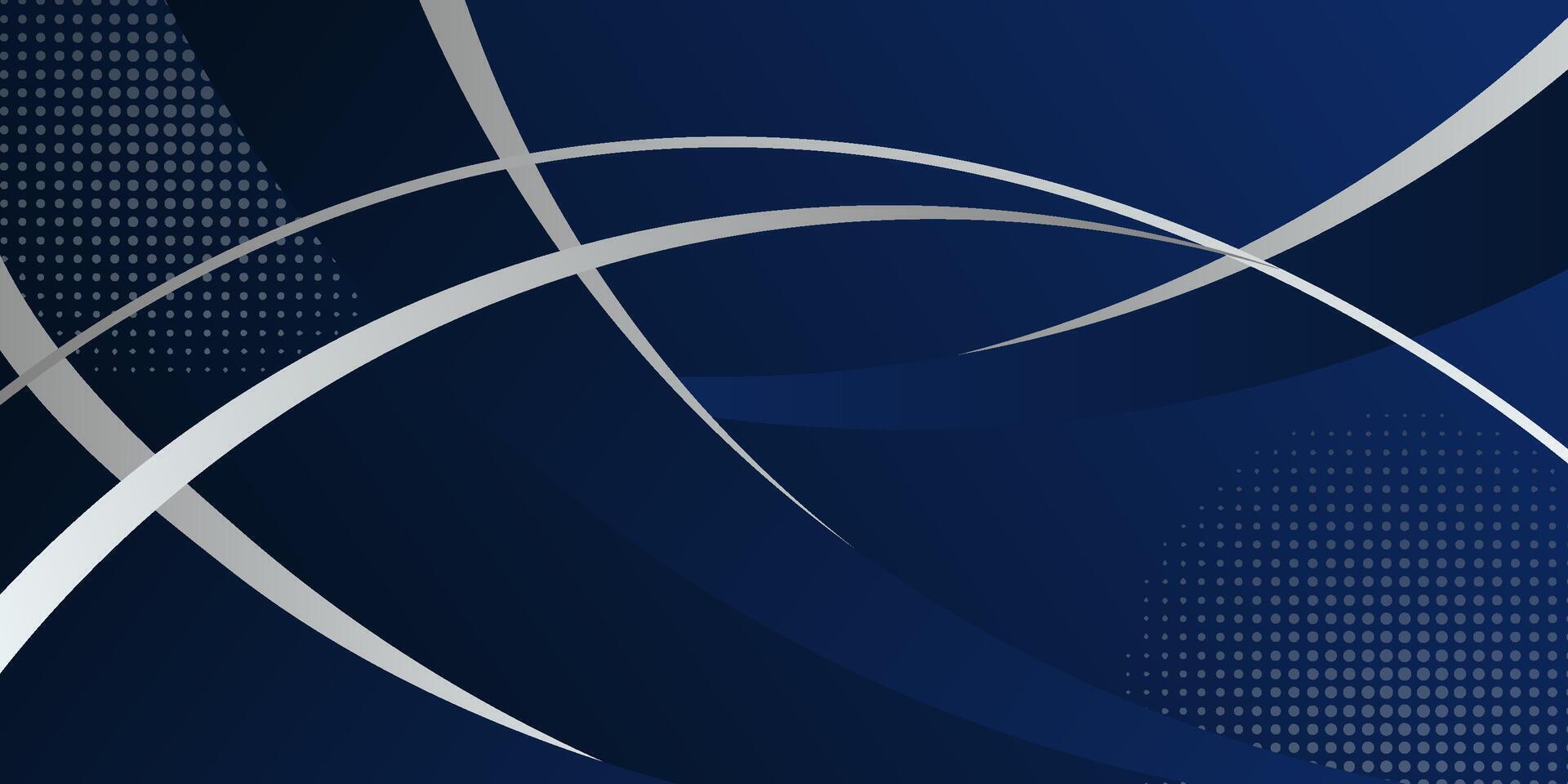 Dark blue abstract geometric 3D background. Blue elements with curved gradient pattern and white lines. Dynamic shapes composition. Eps10 vector