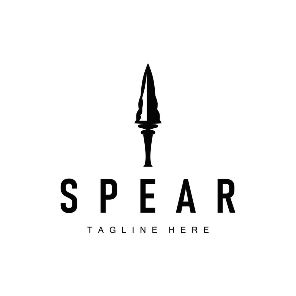 spear logo , simple minimalist hunting tool design vintage old retro silhouette symbol template vector