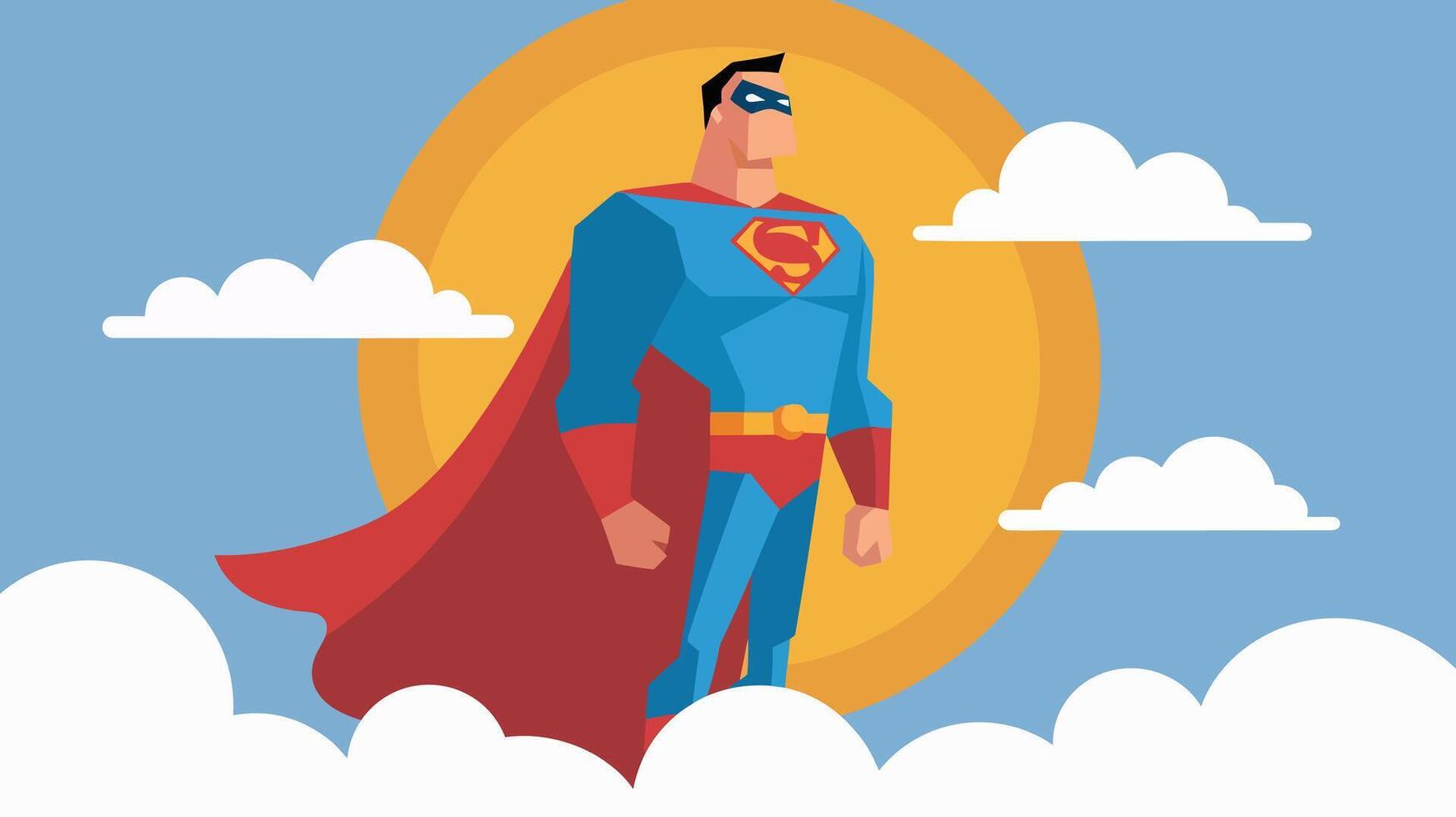 Superman Soaring Through on Sky vector
