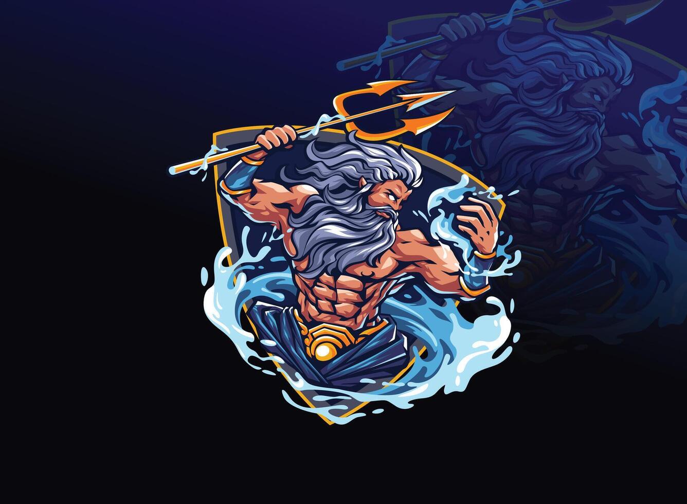 Illustration of an Poseidon Esport Logo vector