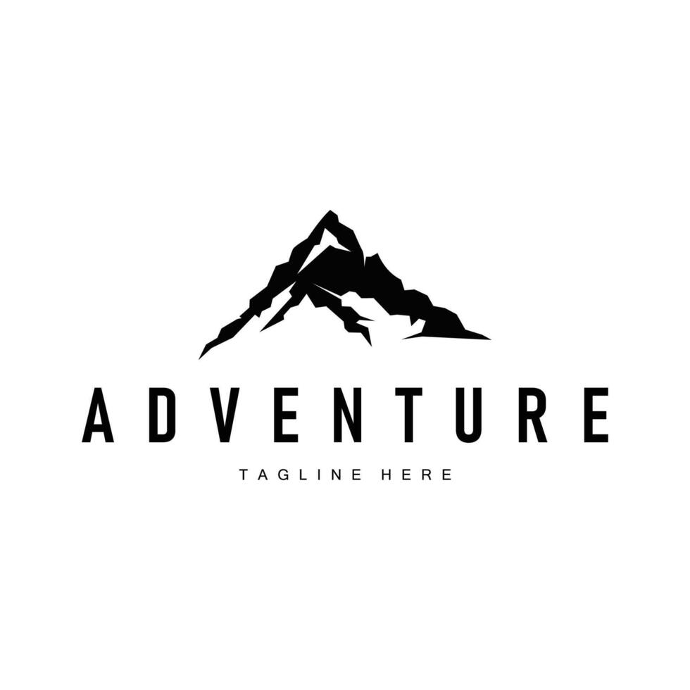 minimalist adventure design with simple mountain logo silhouette nature illustration template vector