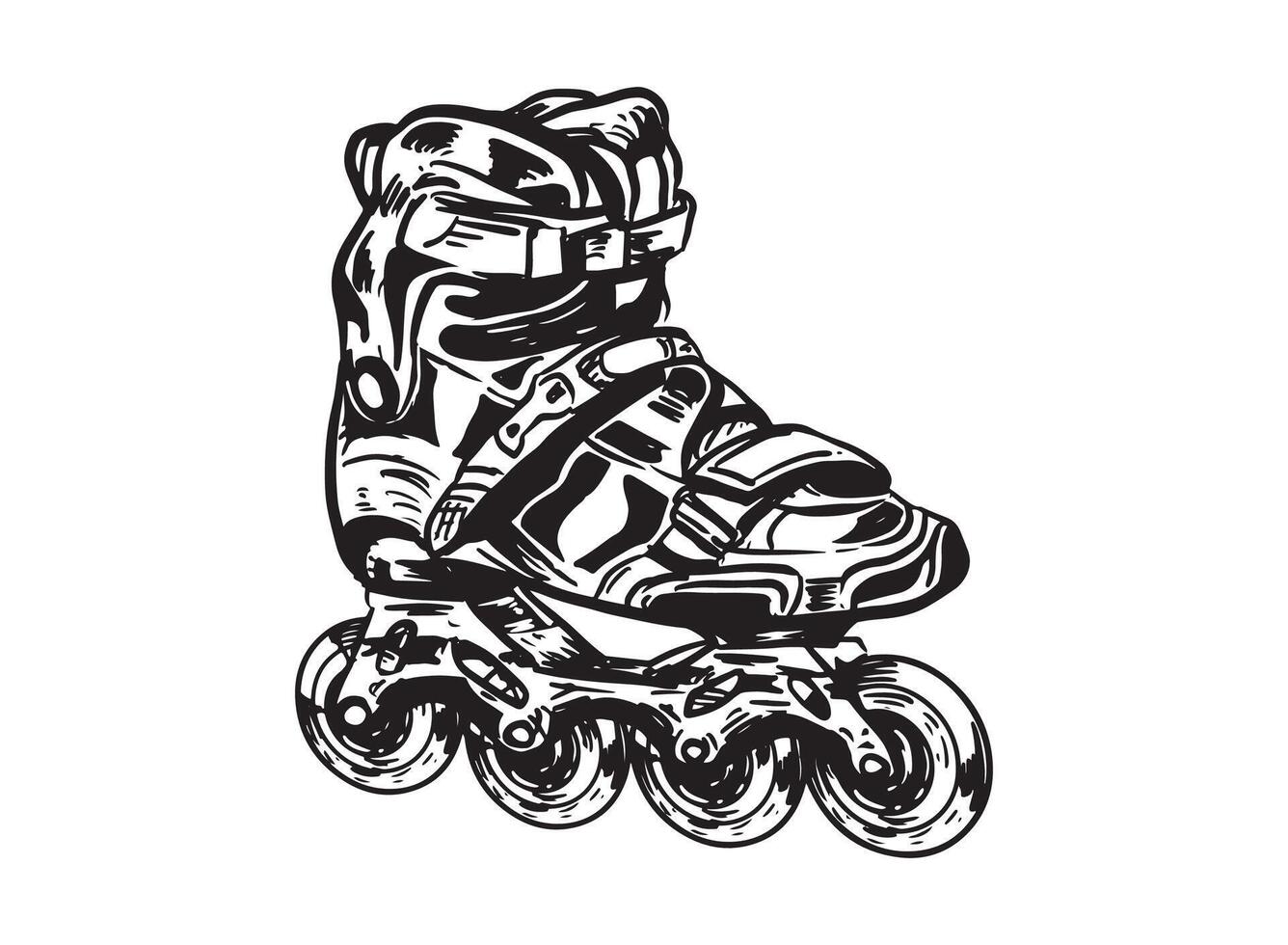 Illustration of an Sport Equipment Incline Roller Skater Handdrawn vector