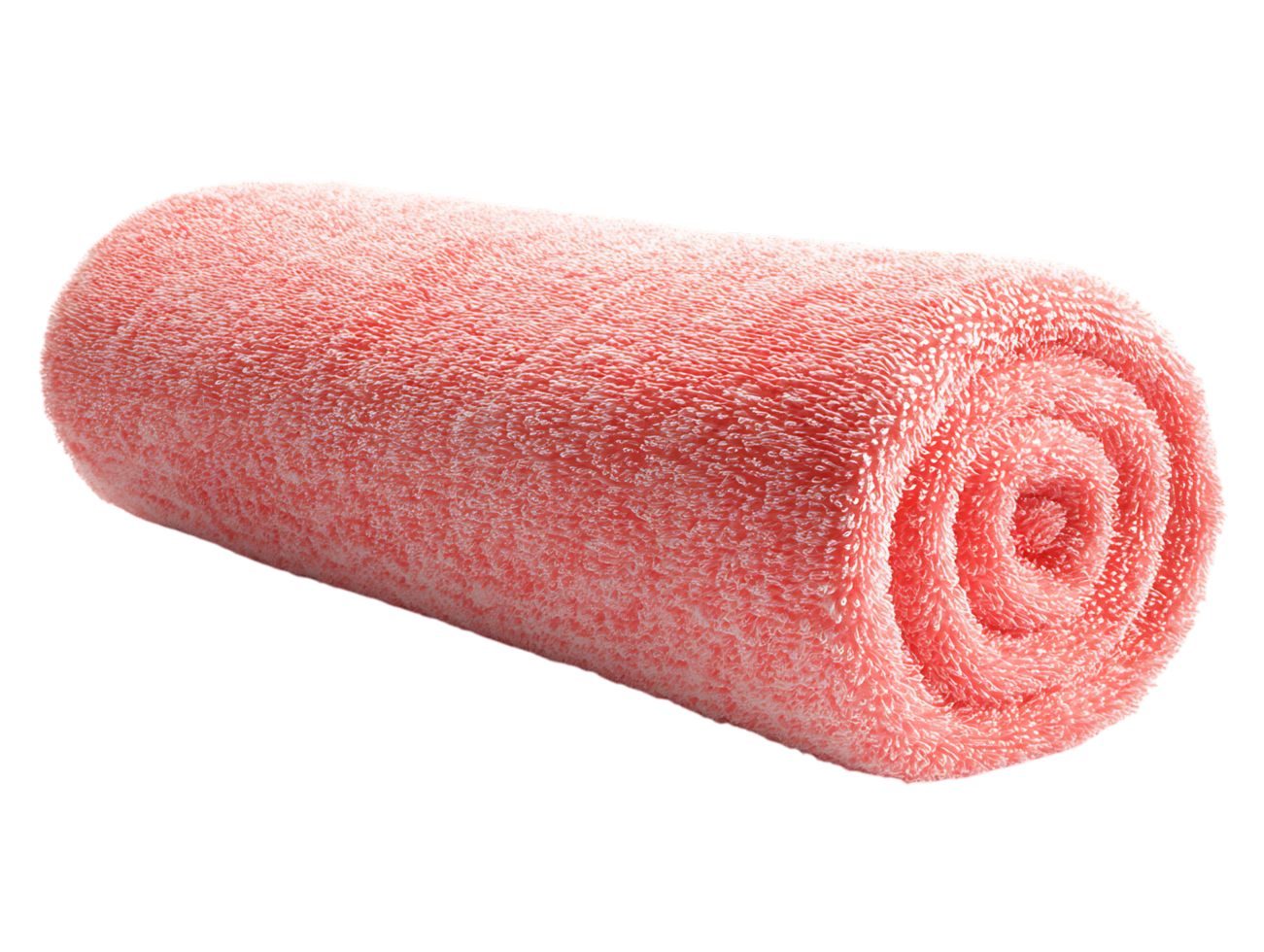 Rolled pink towel, soft and fluffy texture png