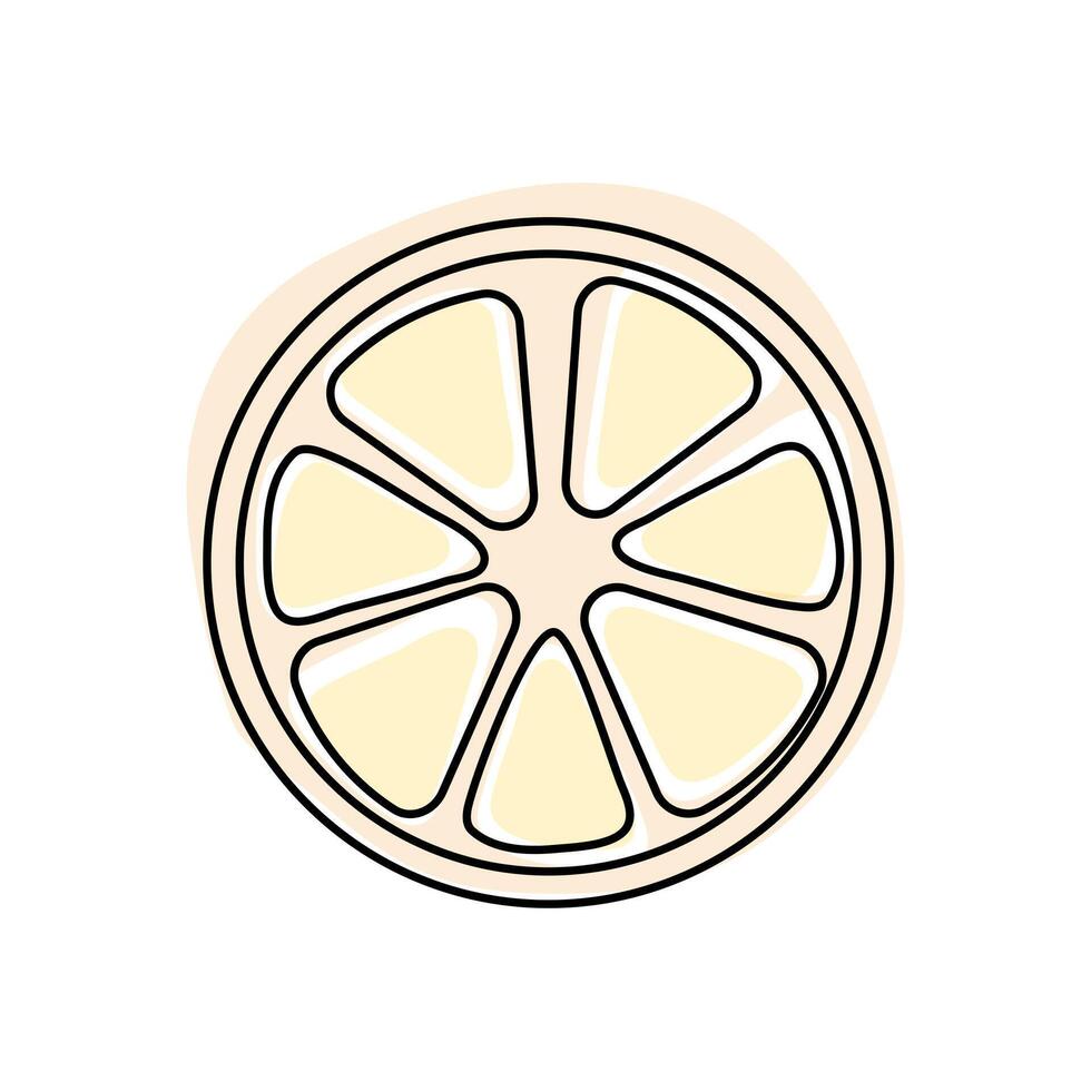 Citrus fruit slice shows vibrant yellow color and distinct segments against a soft background vector