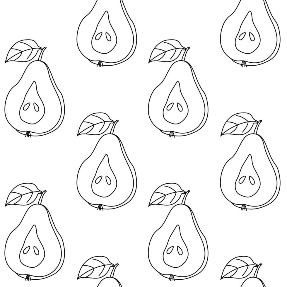Pattern design featuring hand-drawn avocados in a simple and elegant style on a white background vector