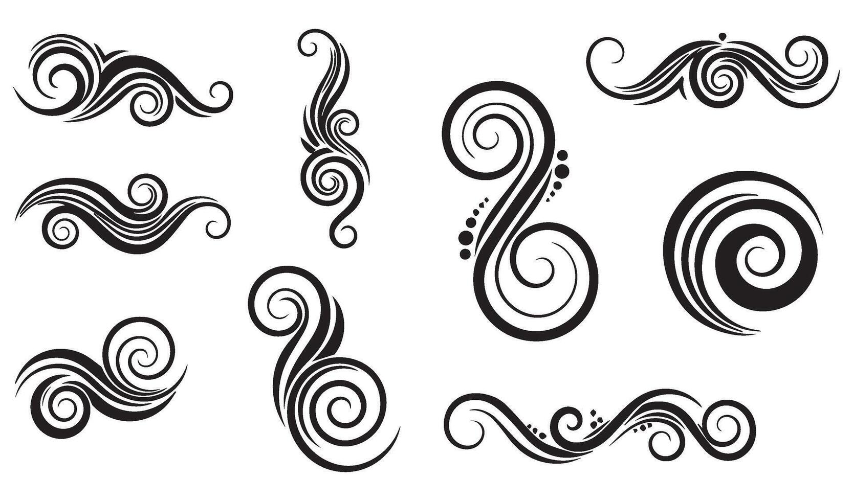 Creative Body Tribal Tattoo Art Swill Ornament Featuring Retro Scroll Waves and Intricate Decorative Abstract Elements for Tattoo Lovers vector