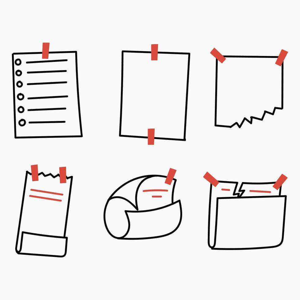 a set of paper notes with sticky notes attached to them vector