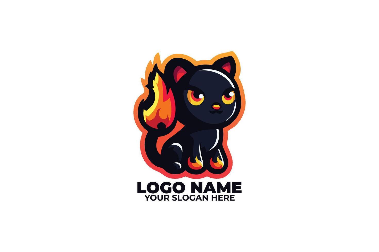 Shadowflame, A Cute Yet Fierce Panther with Burning Paw Prints vector