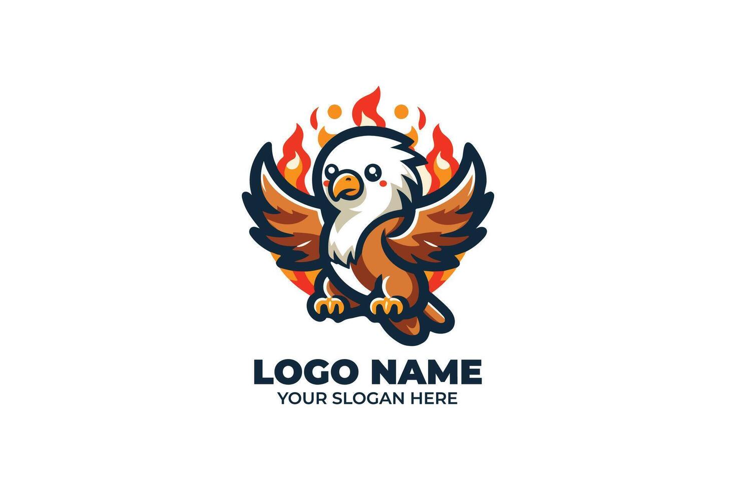 Phoenix Flight, A Small Eagle with Stylized Fire Tipped Wings vector
