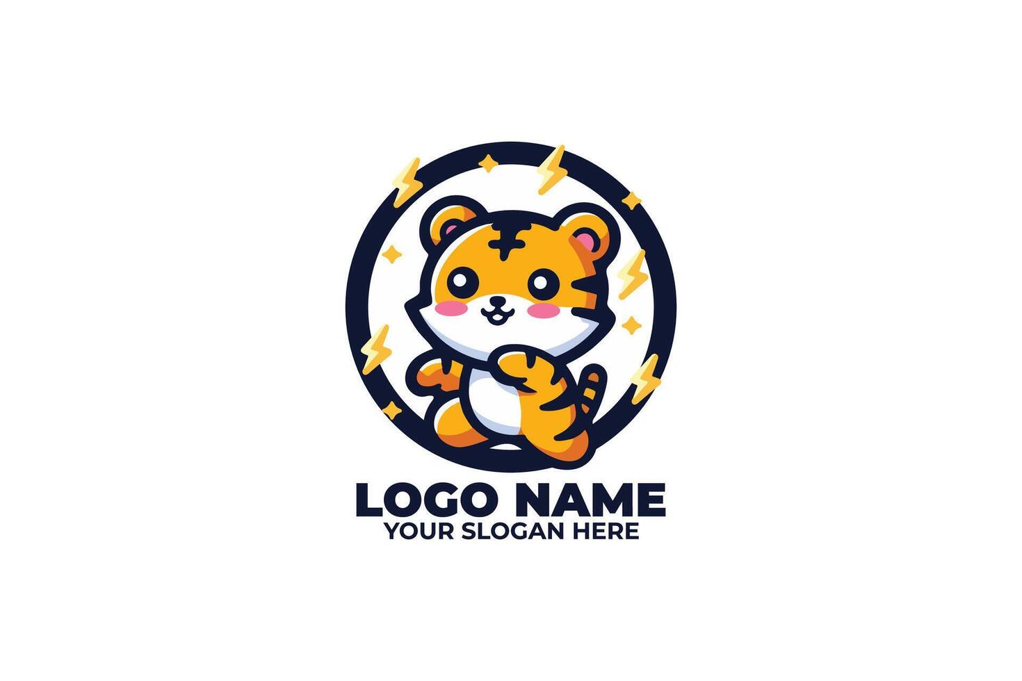 Roaring Joy, A Tiny Tiger with a Big Smile and Lively Stance vector