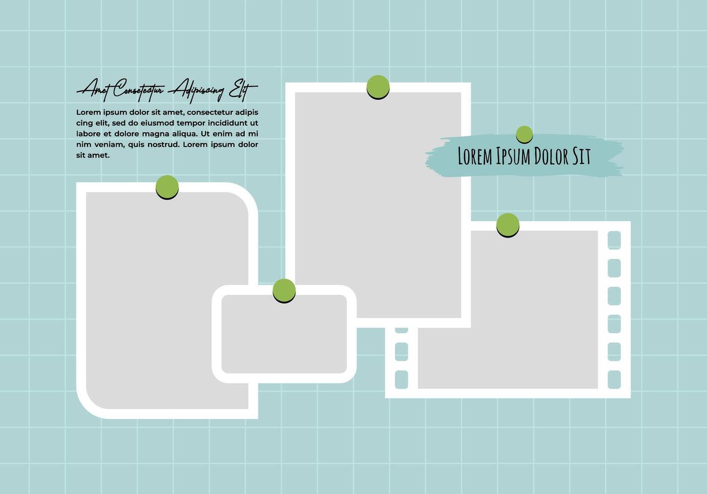 Design template Pictures or photos frame collage and digital photo wall vector