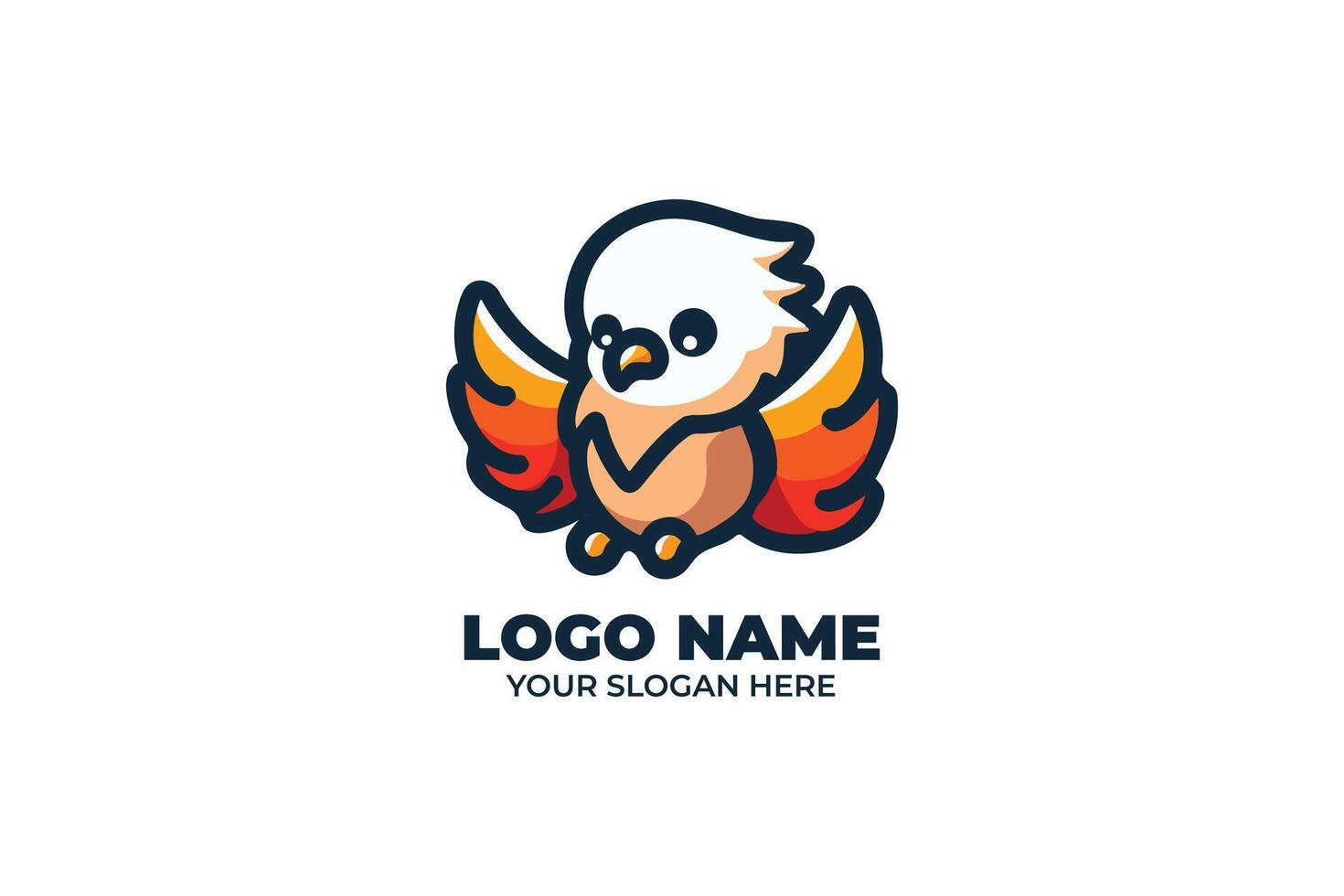 Blazing Wings, A Fiery Chibi Eagle with Bright, Burning Feathers vector