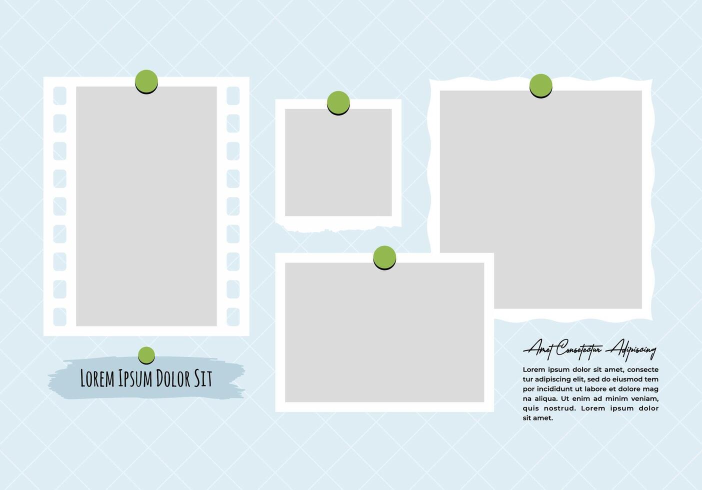 Moodboard Picture grid layout abstract photo frames template vector