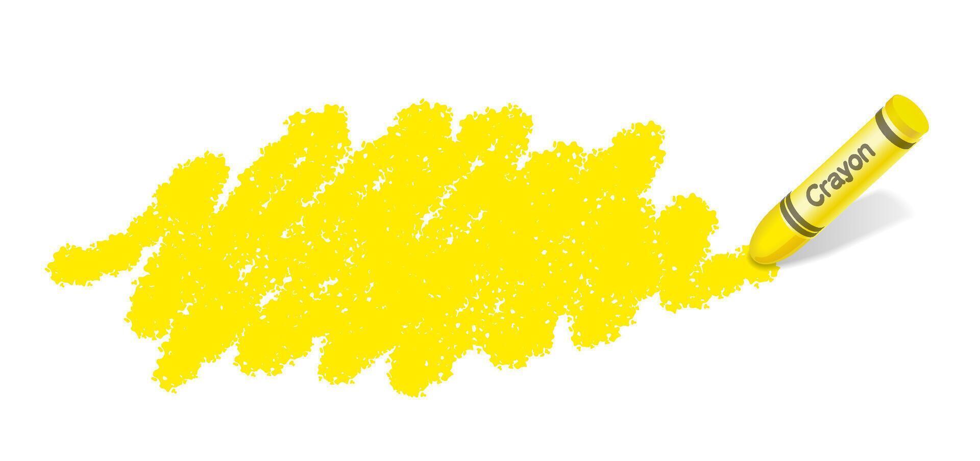 Freehand Bright Yellow Crayon Drawing Background Isolated On A White Background. vector