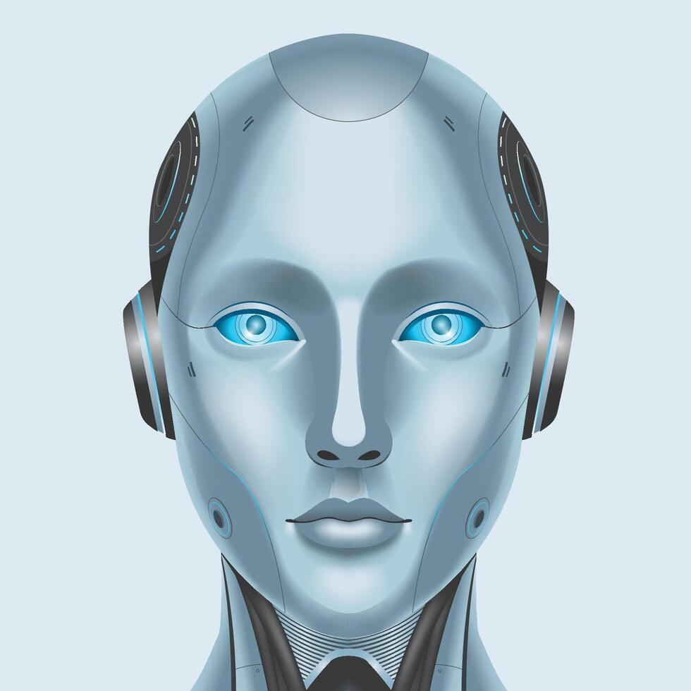 AI humanoid head side view, AI microchip brain, Concept of artificial intelligence, Future cybernetic technology concept vector