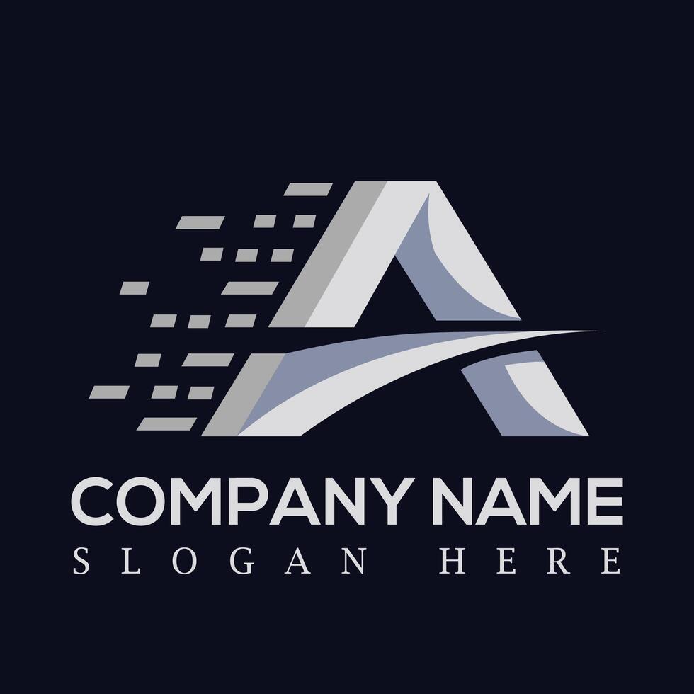 A letter logo design with technology, A letter minimal design vector