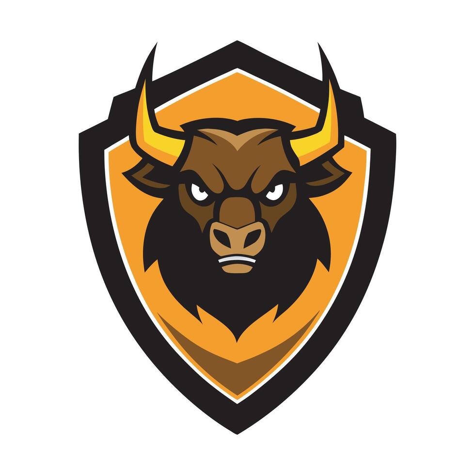 Buffalo head mascot logo for sports team powerful emblem design vector