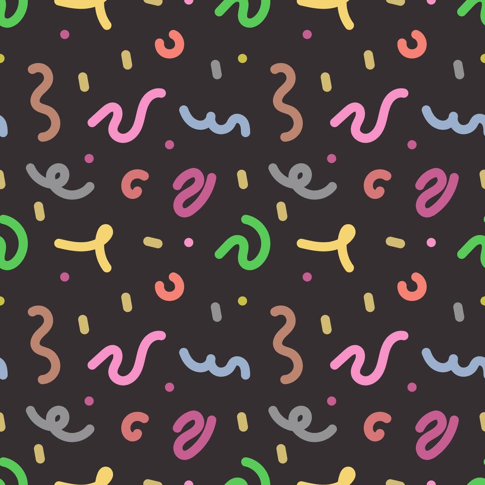 Seamless pattern with simple colored line drawings. Children's background with scribbles. vector