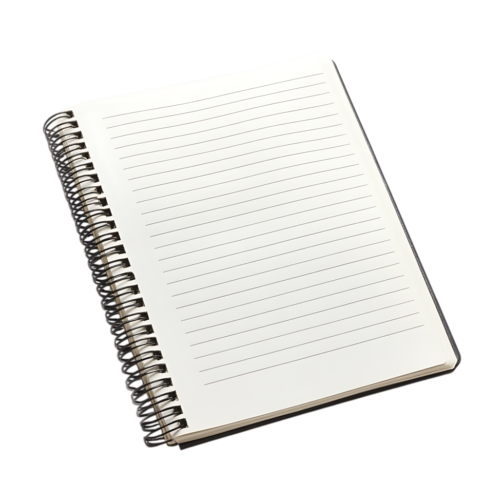 Blank spiral notebook, ready for notes. png