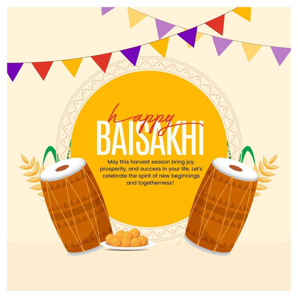 Happy Indian Festival Baisakhi Social Media Template vector