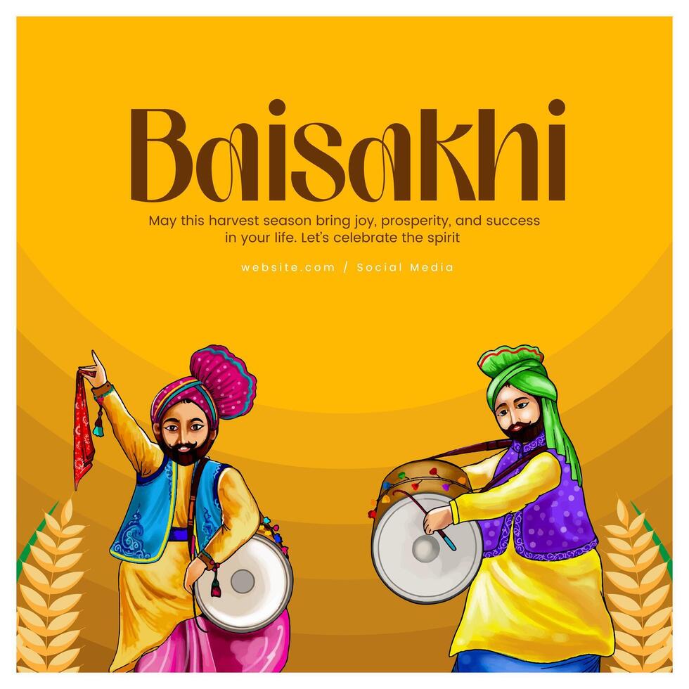 Sikh new year happy baisakhi background vector