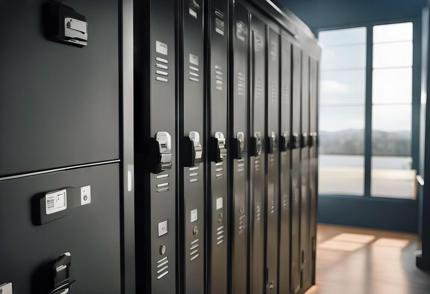 black color open illustration one gym lockers 3d School door locker 1 empty student dark night light college background grey high public cabinet metal lock room club photo