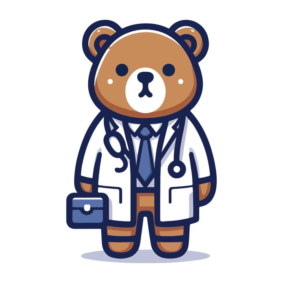 Cute Bear Doctor Mascot Logo for Medical and Healthcare Branding vector