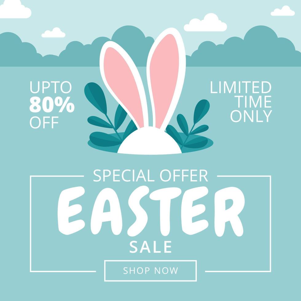 Easter mega sale social media post vector